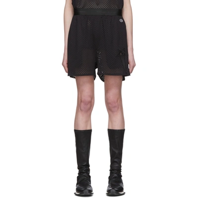 Rick Owens Black Champion Edition Mesh Basketball Shorts In 09 Black