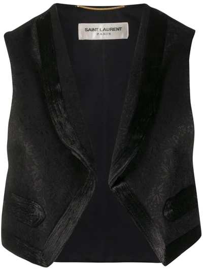 Saint Laurent Floral Jacquard Waistcoat In Black