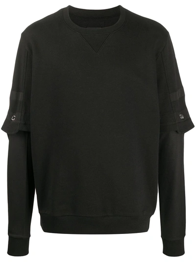 Les Hommes Overlay Sleeve Sweatshirt In Black
