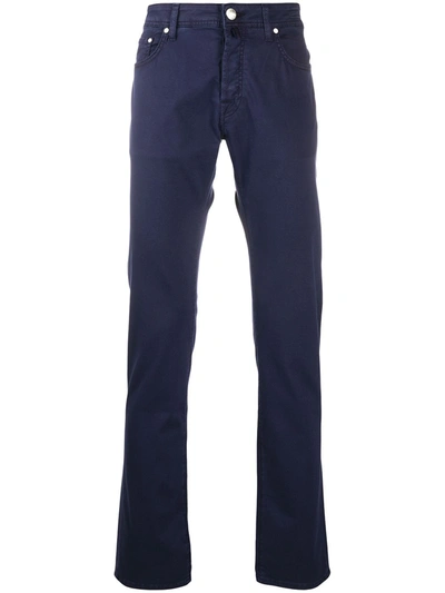 Jacob Cohen Slim-fit Cotton-blend Chinos In Blue