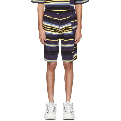 Kenzo Aubergine Striped Logo Shorts, Size Small