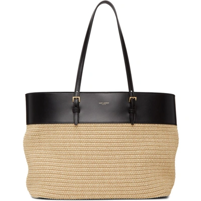 Saint Laurent Medium Shopping Raffia Tote In Neutrals