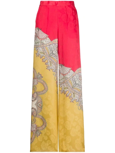 Etro High-waisted Flared Trousers In Pink