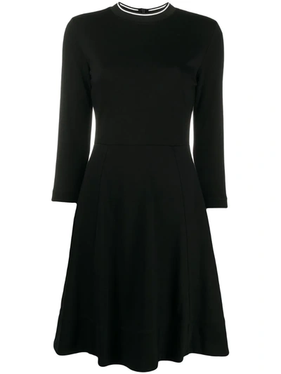 Calvin Klein Knitted Crew Neck Dress In Black
