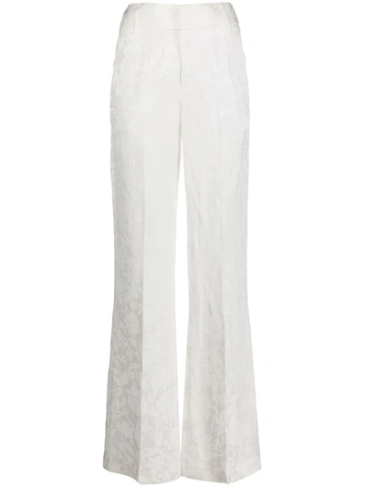 Dondup Floral Jacquard Tailored Trousers In White