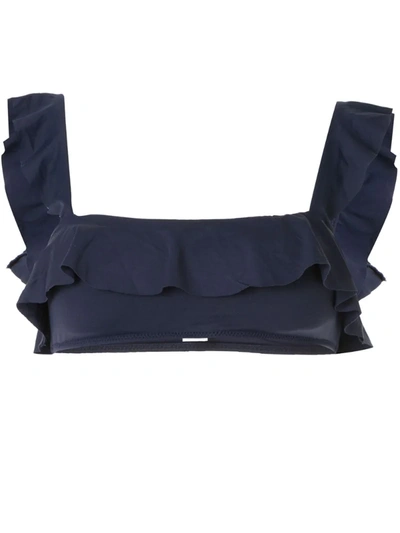 Eberjey Ruffle-trim Bikini Top In Blue