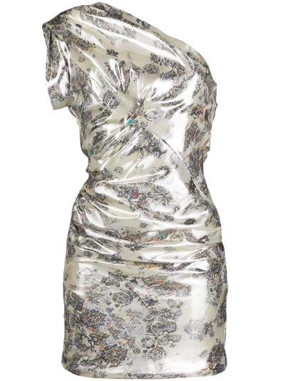 Iro Floral One-shoulder Dress In Neutrals