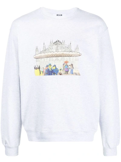 Msgm Milano Crew-neck Sweatshirt In Grey
