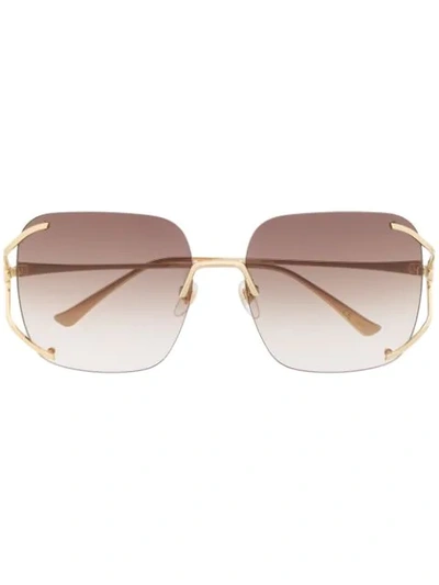 Gucci Navigator Frame Sunglasses In Gold