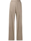 Filippa K Julie Front Pleated Trousers In Grey Beige