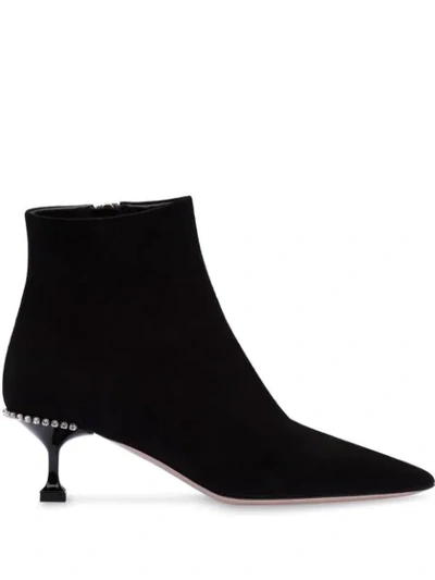 Miu Miu Stretch Pointed Booties In Black