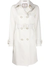 Herno Double-breasted Trench Coat In White