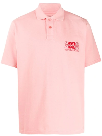 Martine Rose Embroidered Short-sleeved Polo Shirt In Pink
