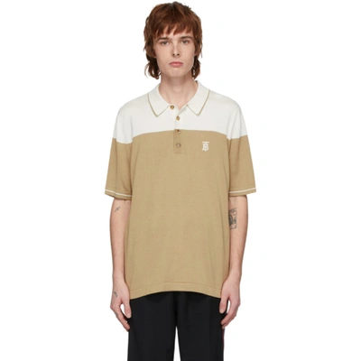 Burberry Monogram Motif Two-tone Silk Cashmere Polo Shirt In Archive Bei