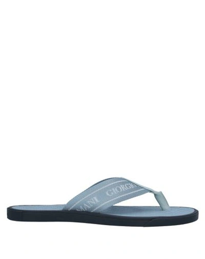 Giorgio Armani Toe Strap Sandals In Slate Blue