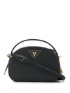 Prada Odette Leather Top Handle Bag In Black