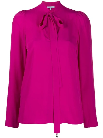 Patrizia Pepe Silk Blend Pussy Bow Blouse In Pink