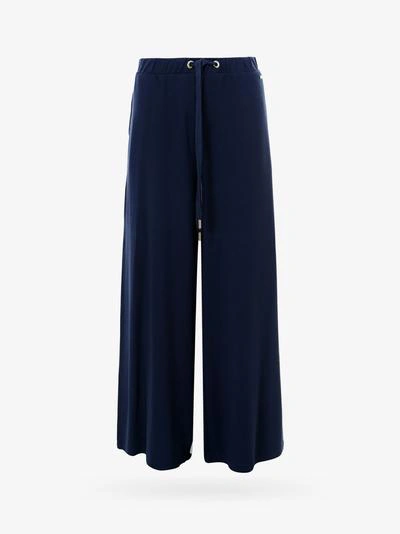Fay Stretch Cady Wide Leg Trousers In Blue