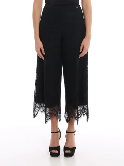Twinset Macramé Flared Trousers In Black