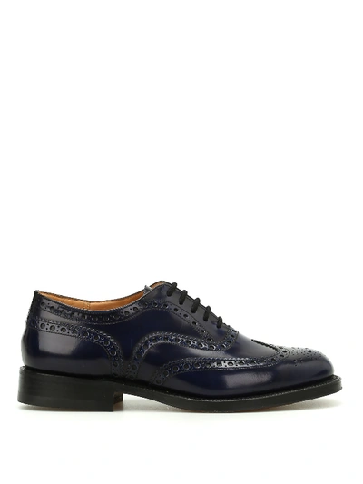 Church's Burwood Polished Leather Brogue Shoes In Blue
