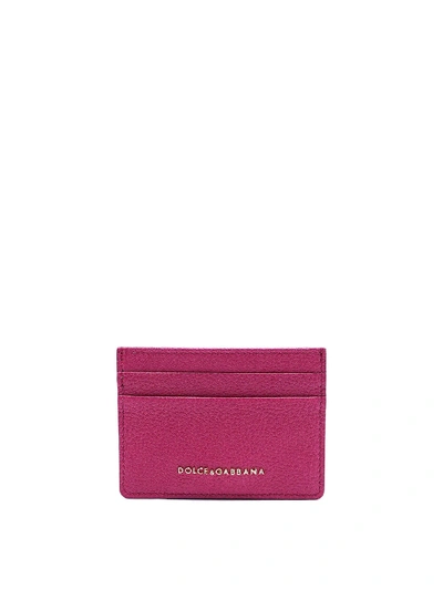 Dolce & Gabbana Fuchsia Grained Leather Card Holder
