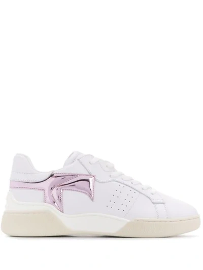 Tod's Leather Sneakers With Mirrored T In White