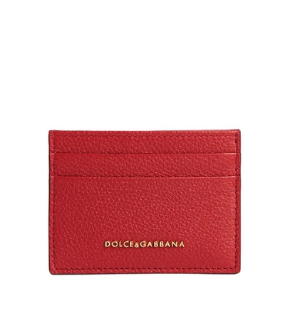 Dolce & Gabbana Red Grained Leather Card Holder