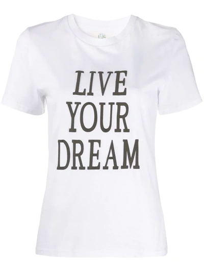 Alberta Ferretti Women's T-shirt Short Sleeve Crew Neck Round Live Your Dream In White