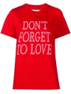 Alberta Ferretti Women's T-shirt Short Sleeve Crew Neck Round Don T Forget To Love In Red