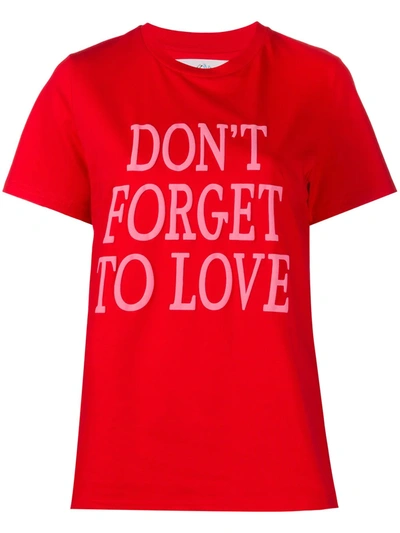 Alberta Ferretti Women's T-shirt Short Sleeve Crew Neck Round Don T Forget To Love In Red
