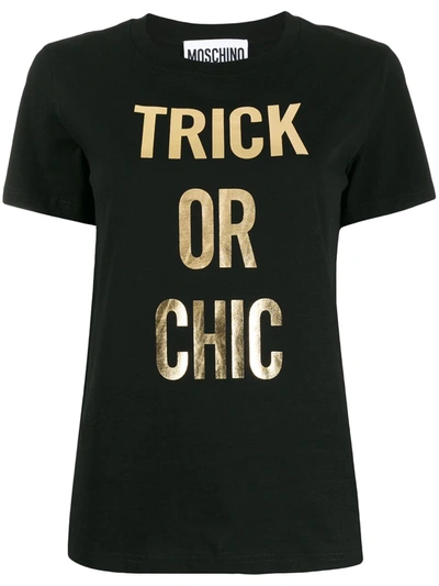 Moschino Printed Slogan T-shirt In Black