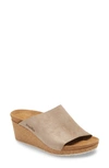 Birkenstock Papillio By  Namica Wedge Slide Sandal In Metallic Rose Gold Leather