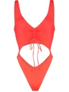 Frankies Bikinis Emma Cutout One-piece Swimsuit In Orange