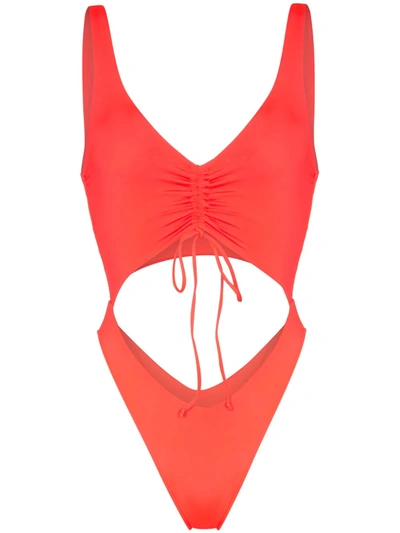 Frankies Bikinis Emma Cutout One-piece Swimsuit In Orange