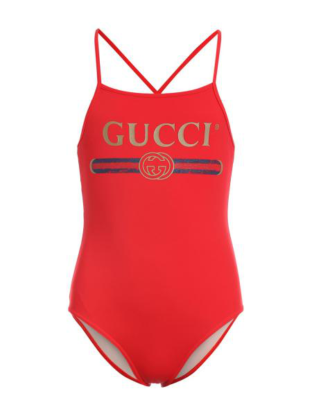 Gucci Kids Swimsuit For Girls In Red | ModeSens