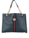 Gucci Tiger Plaque Tote Bag In Blue