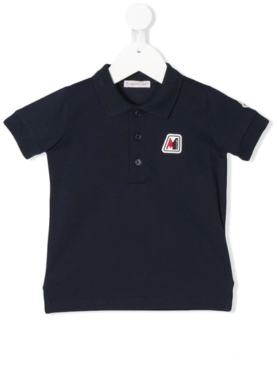 Moncler Babies' Logo Patch Polo Shirt In Blue