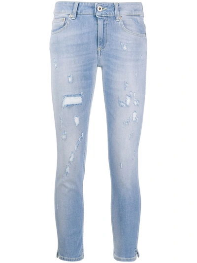 Dondup Mid Rise Cropped Jeans In Blue