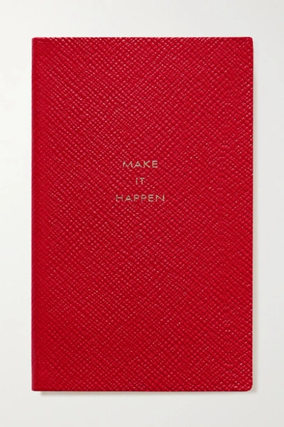 Smythson Panama Make It Happen Textured-leather Notebook In Red