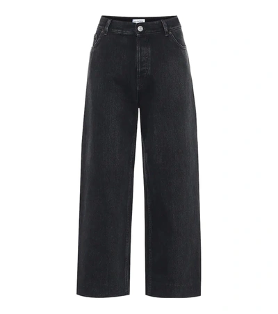 Balenciaga Tube Cropped Low-rise Straight-leg Jeans In Black