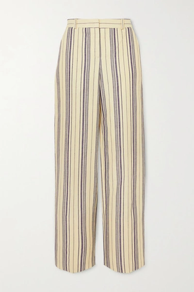 Loro Piana Striped Cotton-blend Straight-leg Pants In Light Blue