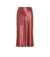 Vince Satin Midi Slip Skirt In Red