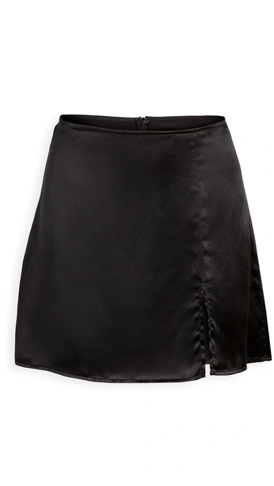 Reformation + Net Sustain Robbie Silk-charmeuse Mini Skirt In Black