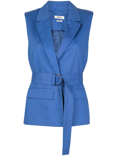 Jason Wu Belted Cotton-blend Waistcoat In Light Blue