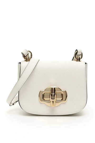 Prada Lock Detail Shoulder Bag In White