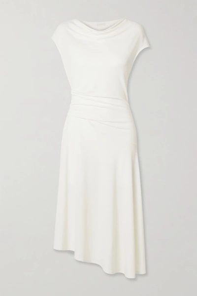 By Malene Birger Aidia Draped Stretch-crepe Midi Dress In Off-white