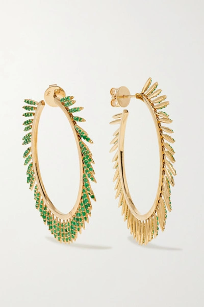 Ileana Makri Grass Sunny 18-karat Gold Emerald Hoop Earrings