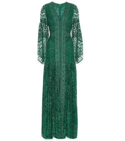 Costarellos Jessile Lace Gown In Green