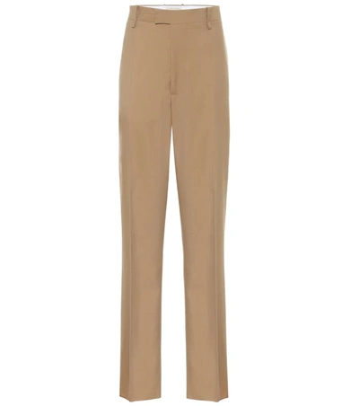 Bottega Veneta High-rise Straight Wool Pants In Beige