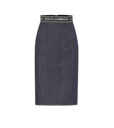 Dolce & Gabbana High-rise Denim Pencil Skirt In Blue